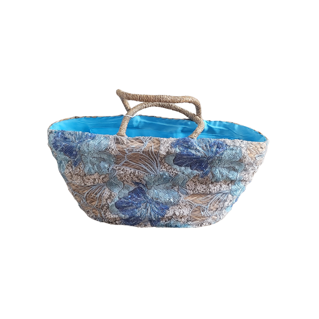 Borsa in paglia farfalle