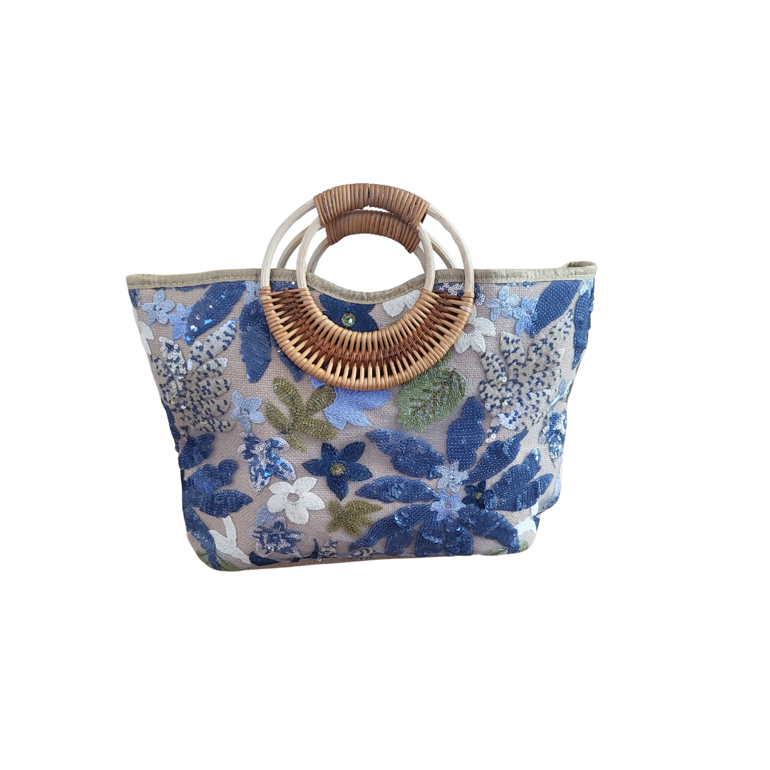 Shopper in juta con decorazione paillettes