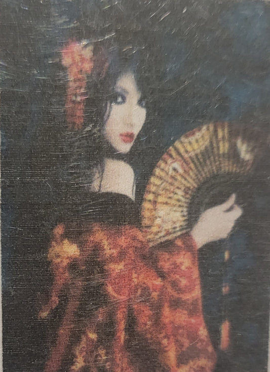 TELA GEISHA CON VENTAGLIO - 40x50