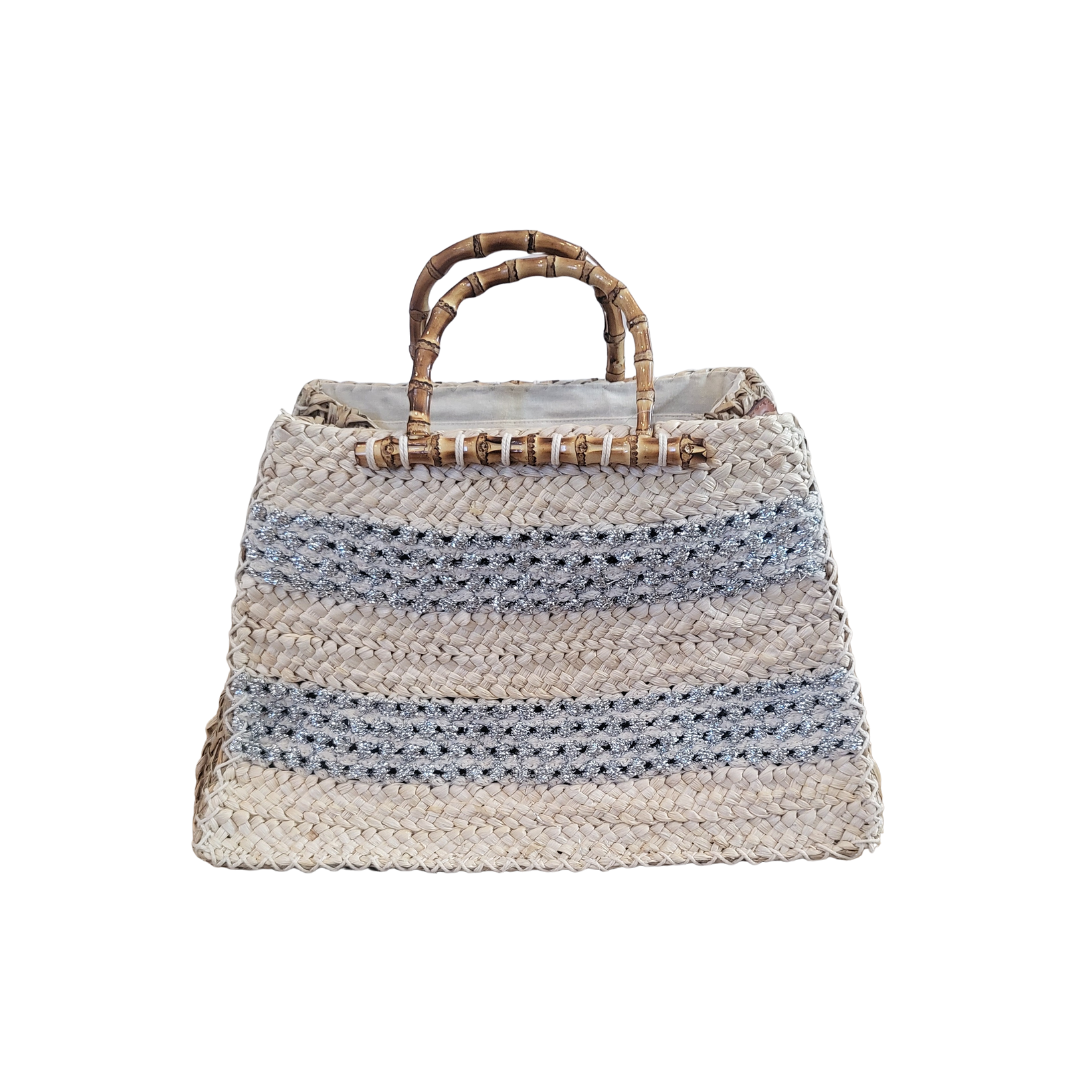 Borsa in paglia con manici in bamboo