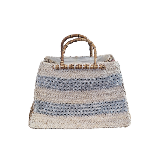 Borsa in paglia con manici in bamboo