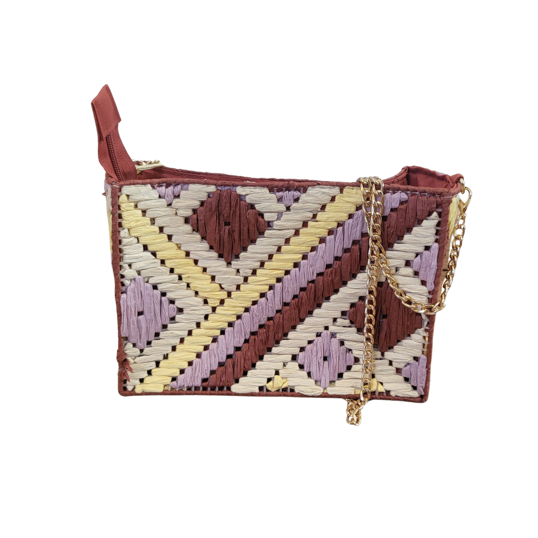 Pochette in rafia bordeaux