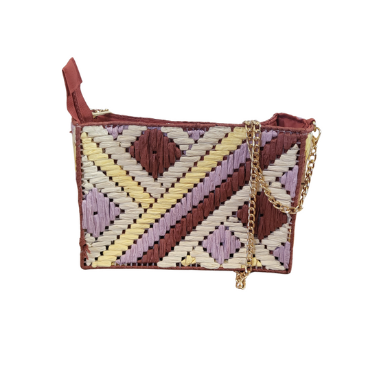 Pochette in rafia bordeaux