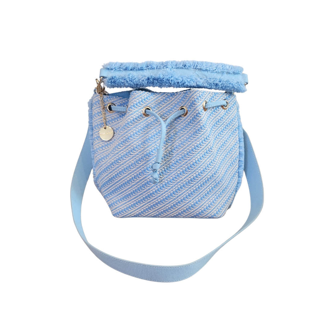 Zainetto in rafia con inserti in cotone
